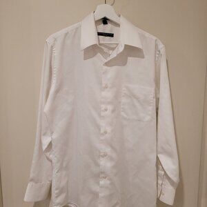 Geoffrey Beene White Button-Down Dress Shirt (Medium Fitted)